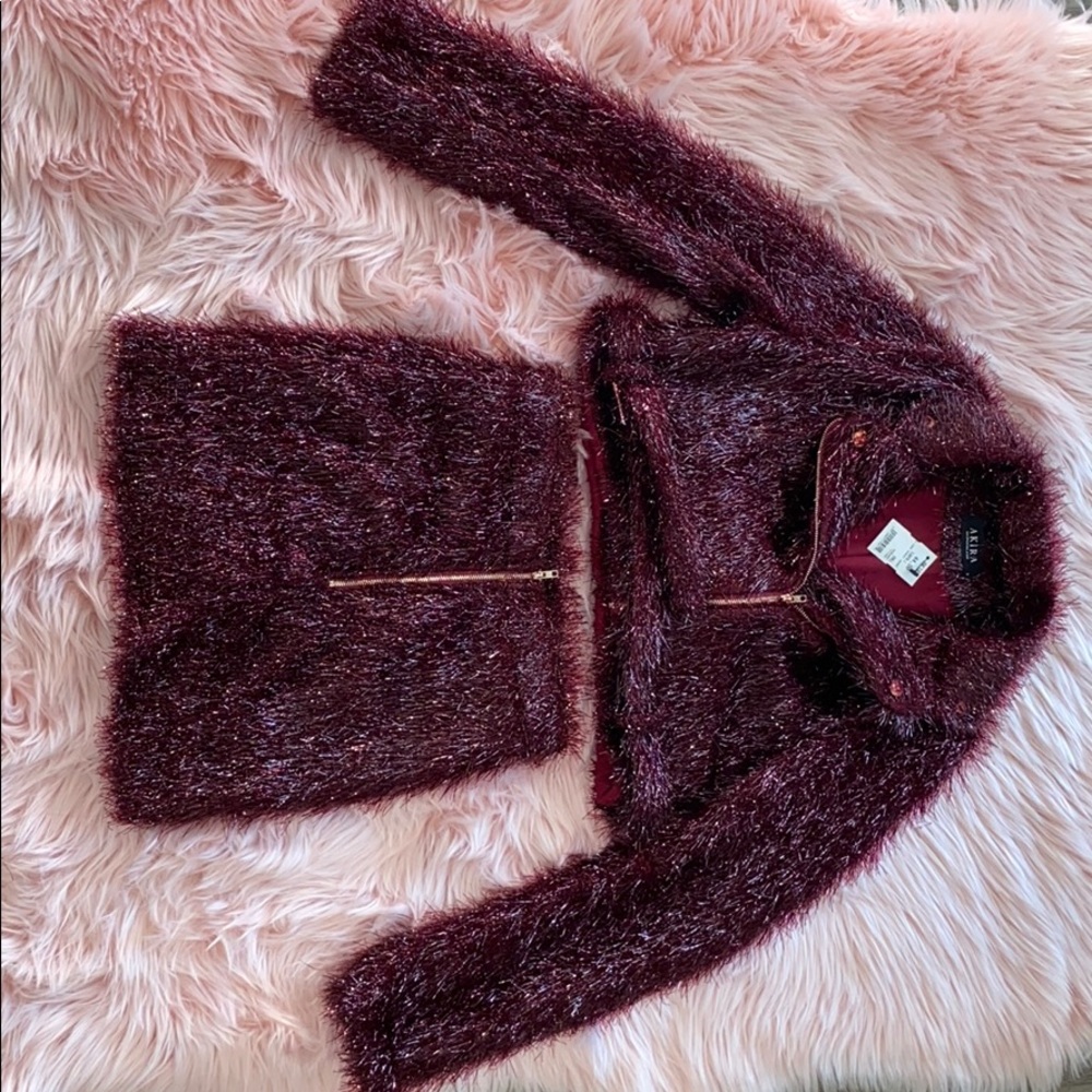 Burgundy Furry 2-piece Set
